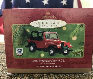 Jeep Wrangler Sport 4.  0l 60th Anniversary Hallmark Keepsake Ornament 2001