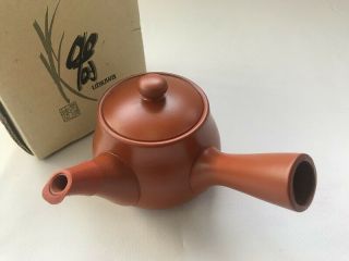 Pottery Tea Pot Lidded Kyusu Kettle Signed Tokoname Ware Handle Japanese Vtg Z93