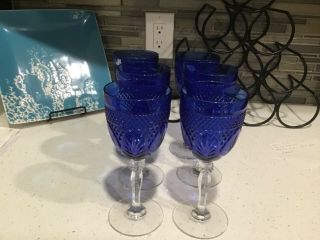 Vintage Cobalt Blue Glasses Set Of 6 Glasses