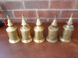 5 Vintage French Brass Pigeon Oil Lamps For Spares