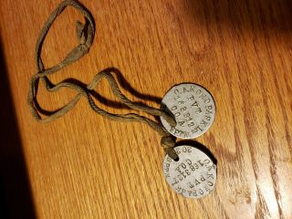 Wwi Set U.  S.  Soldiers Dog Tags With Cord Very