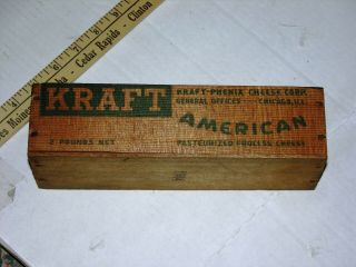 Vintage Wooden 2 Pound Cheese Box Kraft American Cheese