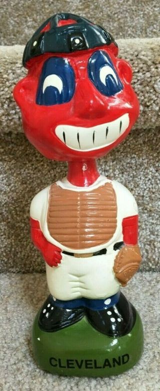 Vintage Cleveland Indians Bobble Head Chief Wahoo Catcher 1995 Mlb