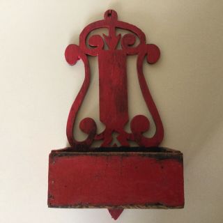 Vintage Antique Folk Art Wood Match Stick Holder // 9 1/2 X 4 5/8 X 3 Inches