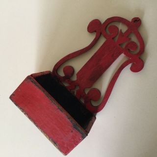 Vintage Antique Folk Art Wood Match Stick Holder // 9 1/2 x 4 5/8 x 3 Inches 2