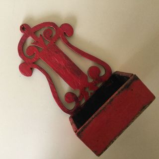 Vintage Antique Folk Art Wood Match Stick Holder // 9 1/2 x 4 5/8 x 3 Inches 3