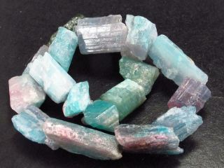 Paraiba Copper Blue Tourmaline Crystal Bracelet From Brazil - 7 "