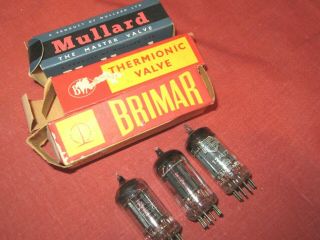 Three Vintage English Brimar - Mullard 12au7 Twin Triodes.  Desired Version Strong