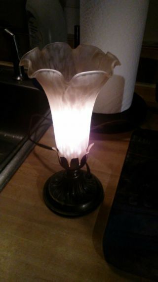 Vintage Pink Tulip Lamp,  8 Inches,  Night Light,  Ex - Long Cord