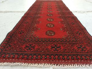 5 ' 8 x 2 ' Red Vintage Hand Knotted Afghan Aqcha Tribal Wool Runner Rug Carpet 792 2