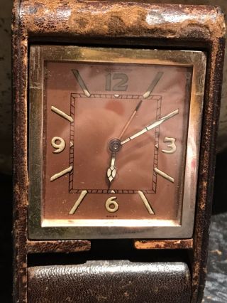 art deco Jaeger LeCoultre 8 - day Travel Alarm Clock Vintage Spares 2