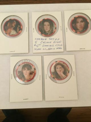 Celine Dion Set Of (5) Casino Chips From " A Day Tour " Caesars Palace.  Orig.  Ow