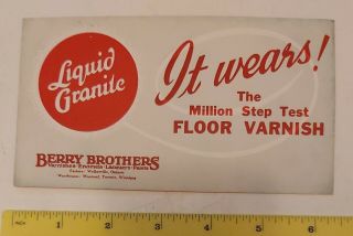 Rare Vintage (toronto,  Montreal,  Etc) " Liquid Granite - Berry Bros.  " Ink Blotter