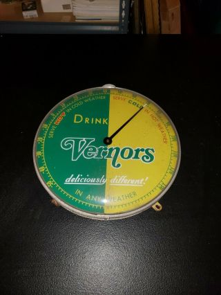 Vintage Drink Vernors Hot Or Cold Thermometer Advertising Pam Style 12 " Diameter