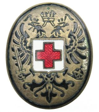 Kuk Austria Hungary Kappenabzeichen Medic Hat Cap Pin Badge Enamel Red Cross