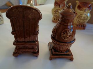 Antique Porcelain Salt and Pepper Shakers Rocking Chair & Stove JAPAN 2