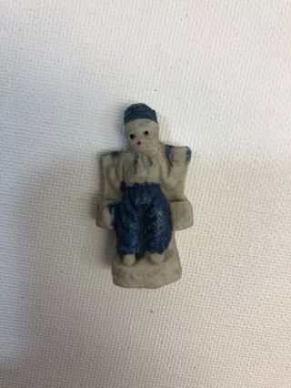 Vintage Mini Tiny Small Porcelain Bisque Boy Figurine Carrying Two Buckets Japan