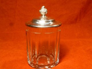 Clear Vintage Glass Pickle Castor Caster Jar With Lid Cotton Swab Holder