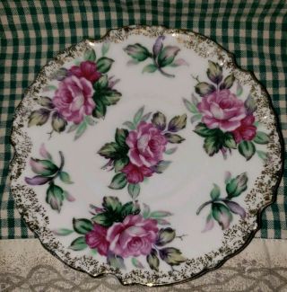 Vintage Lefton China Three Footed Pink Rose Tea Cup & Saucer Hand Painted 3