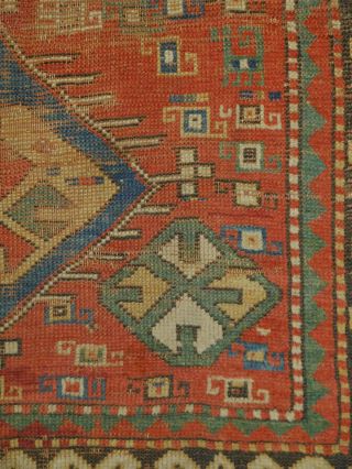Antique Caucasian Kazakcarpet Rug 19th Century 3.  2x4 Distressed