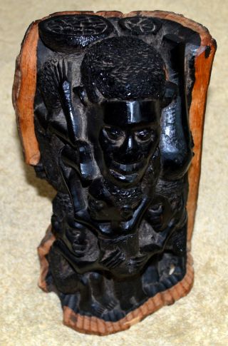 Vintage Wooden African Hand Carved Statue The Family Collectible