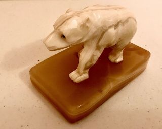 Vintage Gorgeous Onyx Polar Bear Figurine Carved