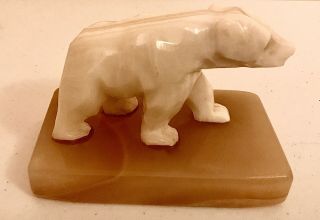 Vintage Gorgeous Onyx Polar Bear Figurine Carved 3