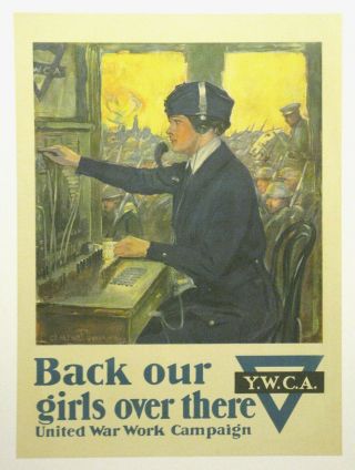 Ywca Hello Girl Poster Linen First World War I Ww1 Wwi 1918 Underwood