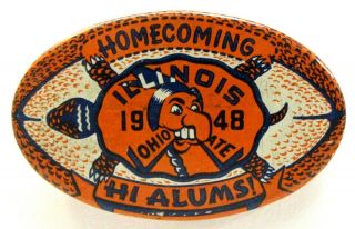 1948 Illinois Homecoming Football Oval Pinback Button A3