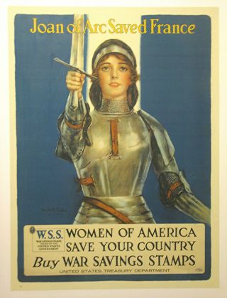 Joan Of Arc Poster Linen First World War I Ww1 Wwi 1918 Haskell Coffin