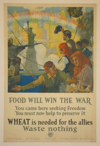 Food Poster Linen First World War I Ww1 Wwi 1918 Reisenberg