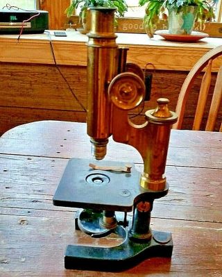 Old Vtg Antique 1897 Bausch& Lomb Brass Microscope Science Medicine Scientific