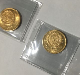2 Mexico Gold 20 Pesos 0.  4822 Oz.  Gold.  Total (0.  9644 Oz).  Ww1 1918 Coins.