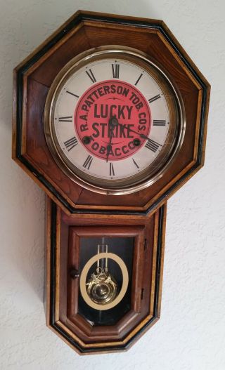 Antique Advertising Clock " Lucky Strike ",  Ls Tin.
