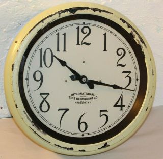 Antique International Time Recording Endicott Ibm Slave School Office Wall Clock