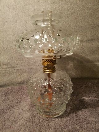 Miniature P & A Mfg Acorn Oil Lamp With Shade Hobnail Design 8 " High