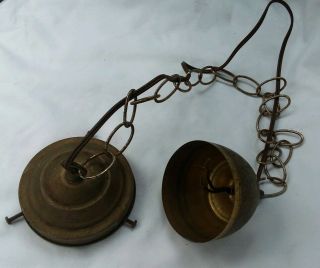 Antique Vtg Brass 4 1/4 " Fitter,  Chain,  Canopy For Ceiling Hanging Pendant Light