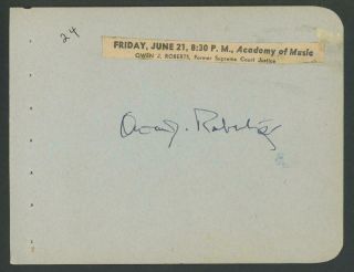 Owen J.  Roberts (1875 - 1955) Signed Album Page | Supreme Court Justice Autograph