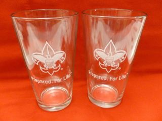 Boy Scouts.  " Prepared For Life " Beer Style Drinking Glasses (x2)