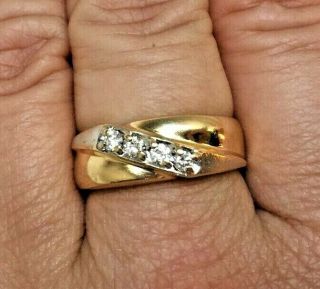 Vintage 14k Yellow & White Gold.  16ct Diamond Promise Wedding Ring Sz 8.  5 6.  2g