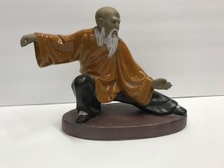 Vintage Chinese Shiwan Artistic Ceramic Factory Glazed Clay Tai Chi Figurine