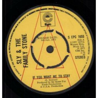 Sly And The Family Stone If You Want Me To Stay 7 " Vinyl Promo B/w Thankful N