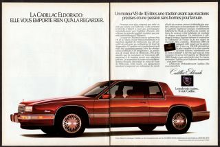 1989 Cadillac Eldorado Vintage 2 - Page Print Ad Red Car Photo Canada Fr