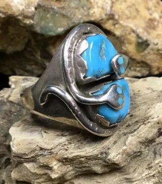 Iconic,  Vintage Zuni “Effie Calavaza” Sterling Silver & Turquoise Ring,  18.  6g 2
