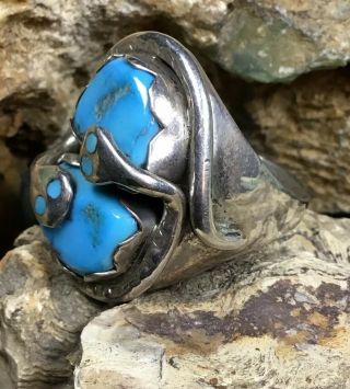 Iconic,  Vintage Zuni “Effie Calavaza” Sterling Silver & Turquoise Ring,  18.  6g 3