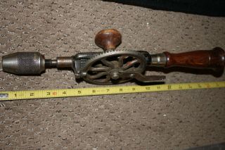 Vintage Millers Falls No.  2 Hand Drill Woodworkers Egg Beater Storage In Handle