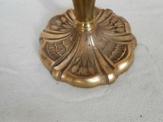 Antique 1920 ' s Brass Slag Glass Table Lamp Base With Hubbell Sockets Cast Base 2