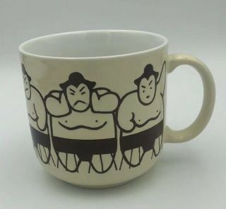 Rare Vintage Kato Kogei Sumo Wrestler Engraved Embossed 16oz Coffee Mug Japan