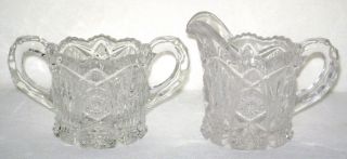 Antique Eapg Imperial Glass Cream Pitcher & Sugar Bowl