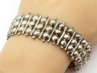 925 Sterling Silver - Vintage Petite Smooth Dome Pattern Chain Bracelet - B6148